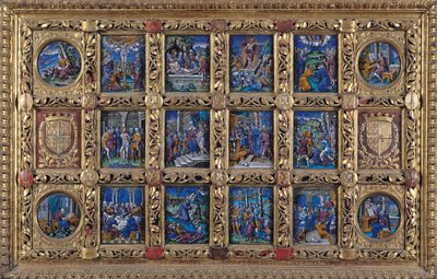 Altarpiece depicting scenes from the Passion and the Evangelists with the arms of Anne de Montmorency by Pierre Reymond